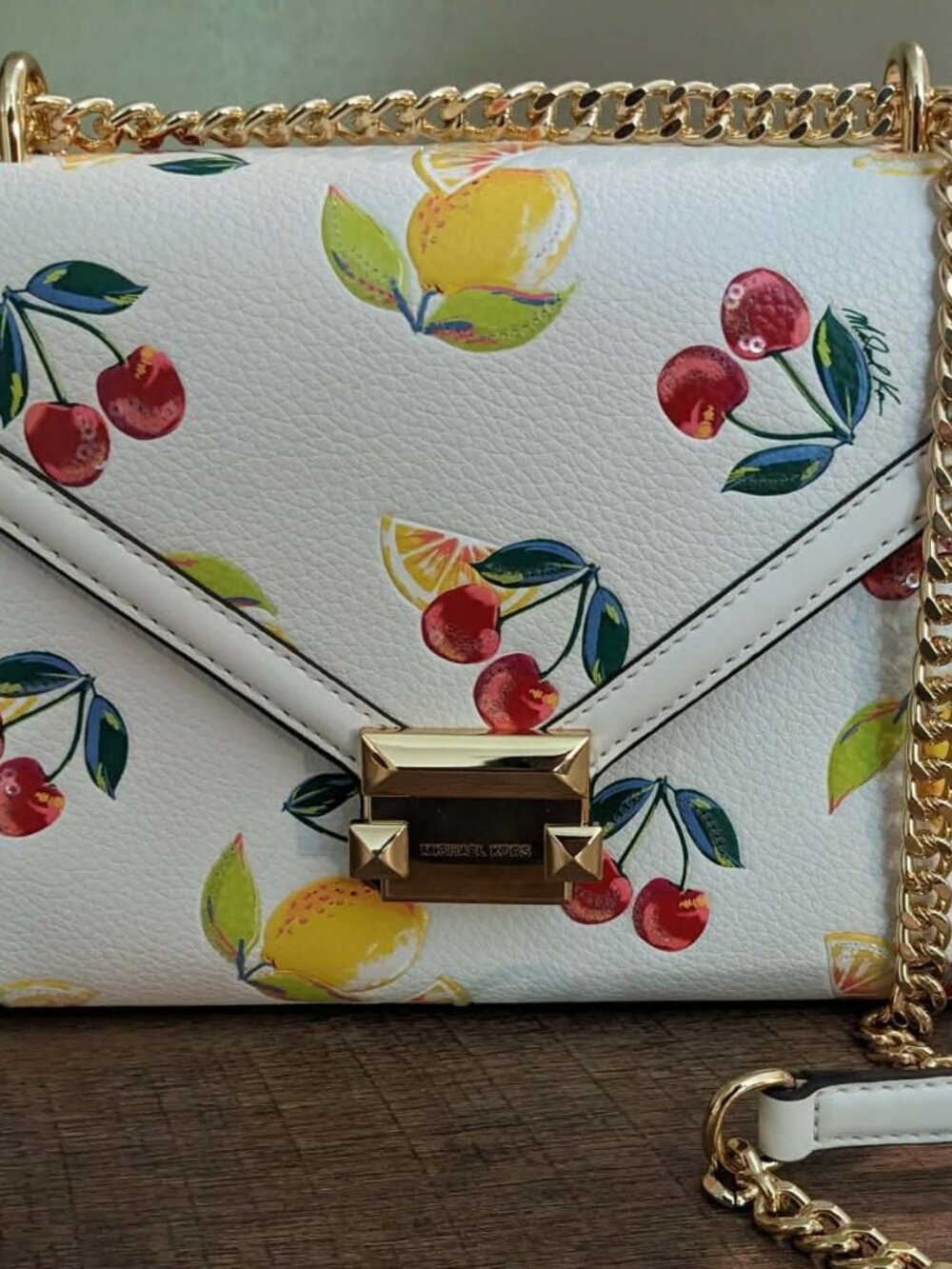 Michael Kors White Whitney Fruit Shoulder Bag - EUC